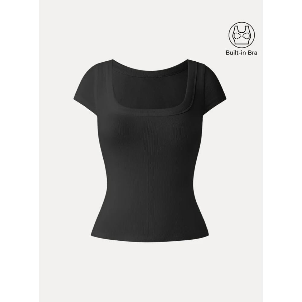 OGL Plantive Stretch Cotton Square Neck Cap Sleeve Brami NWT SIZE M